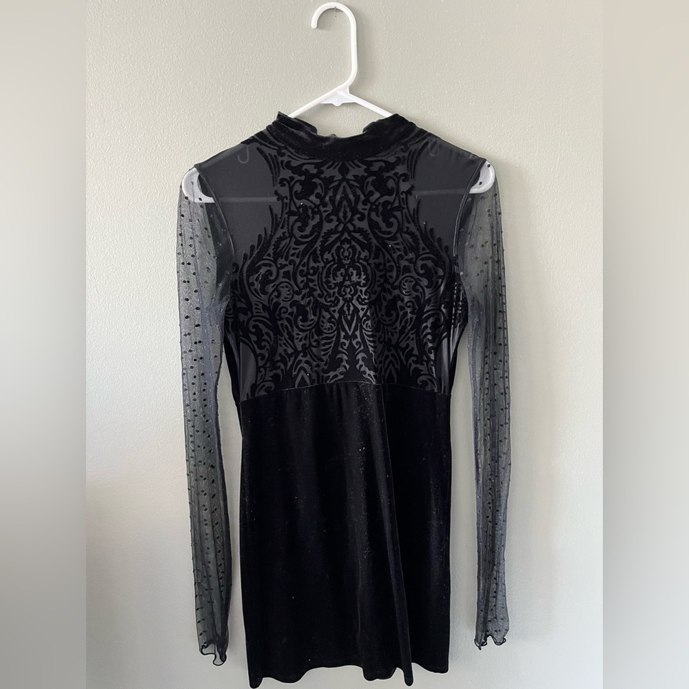 FREE PEOPLE Velvet Burnout Black Ginger Bodycon S